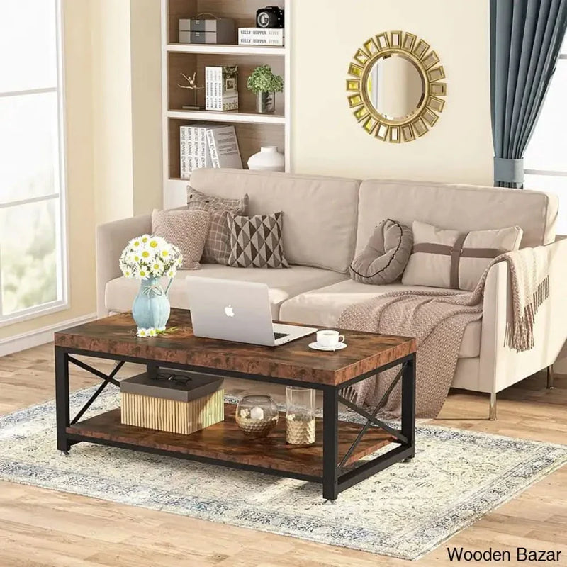 Sen Solid Wood Top Coffee and center Table