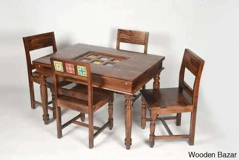 Sheesham Wood Likaya 4-Seater Dining set - Craft Decor