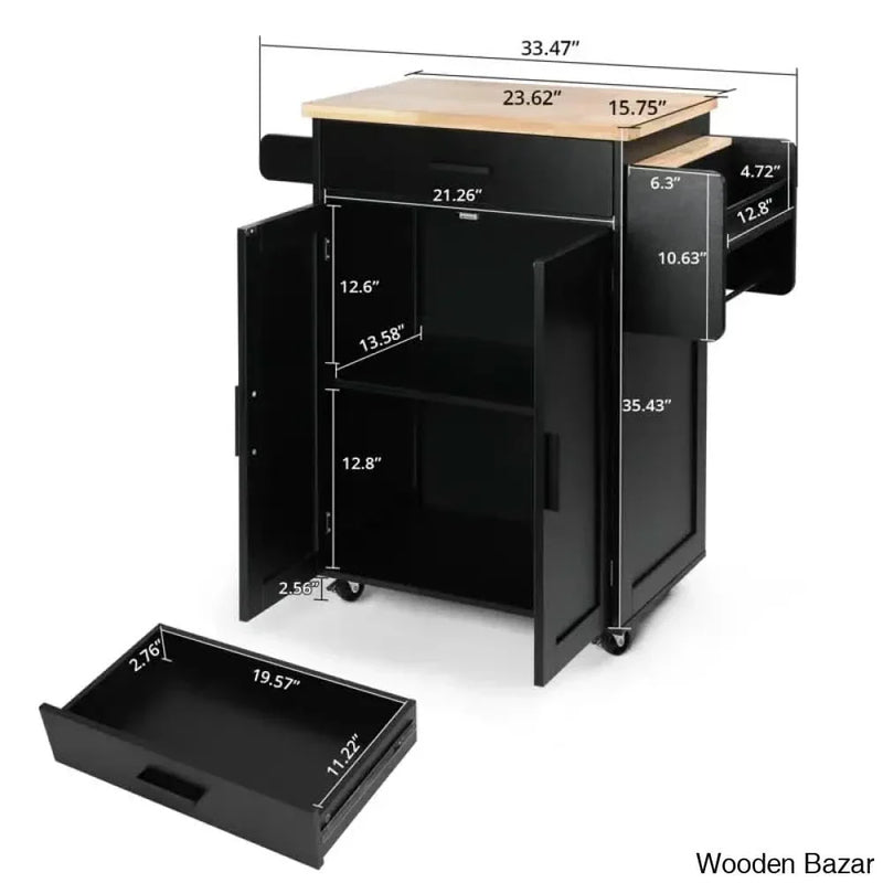 Shevani Wood Kitchen Cart Kitchen trolley cart cabinet kitchen island with storage