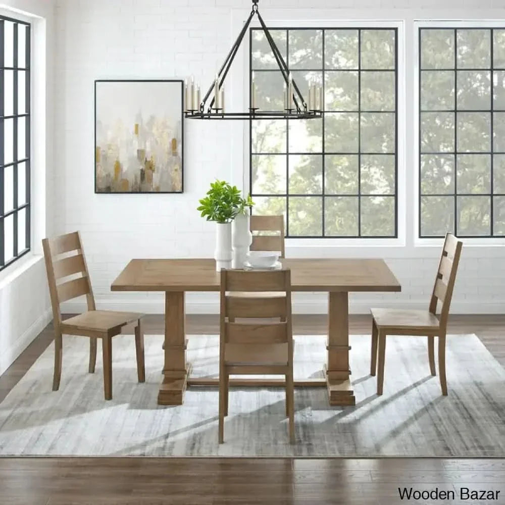 Shillong New Trestle Dining Set For Modern Living - Craft Decor 4 Seater