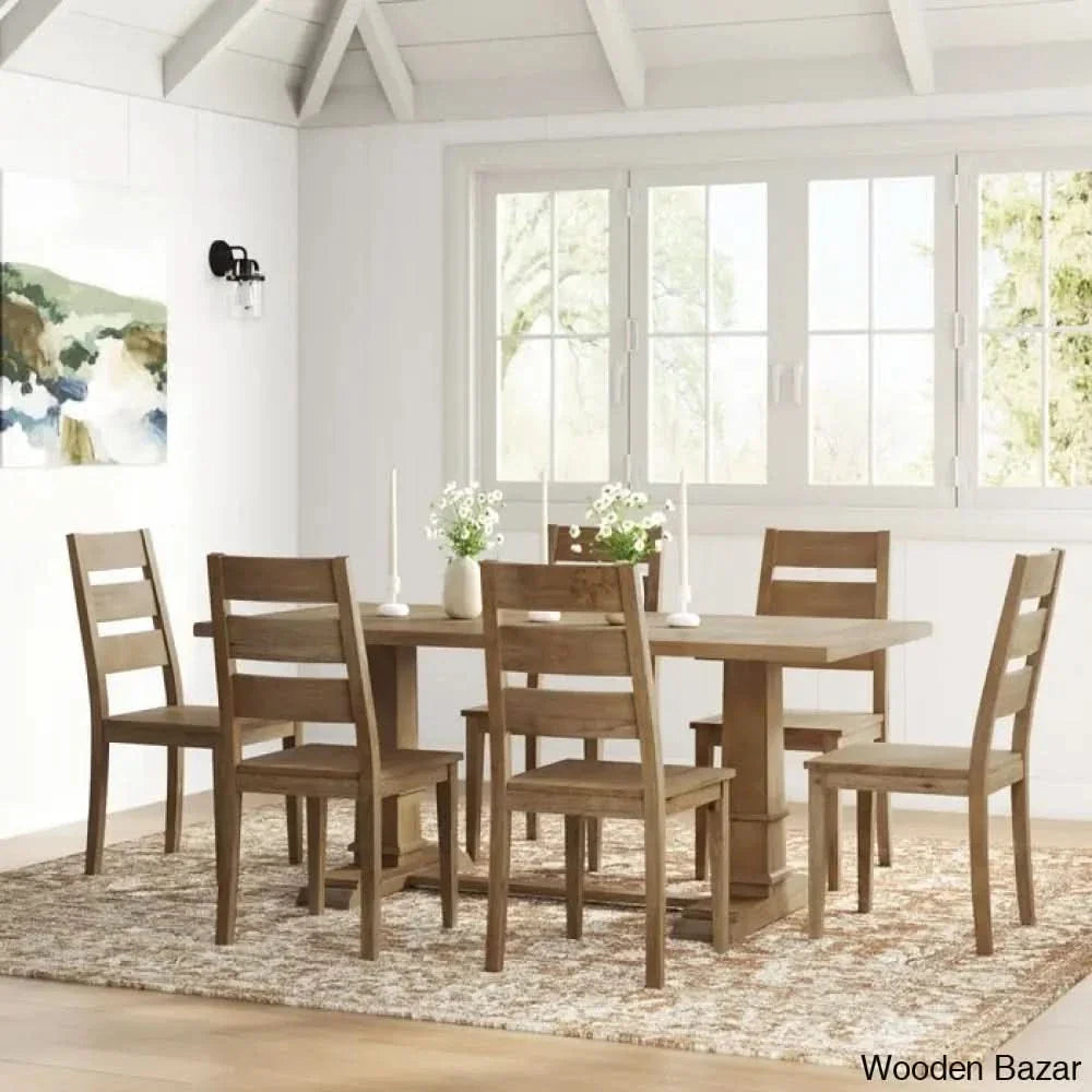 Shillong New Trestle Dining Set For Modern Living - Craft Decor 6 Seater