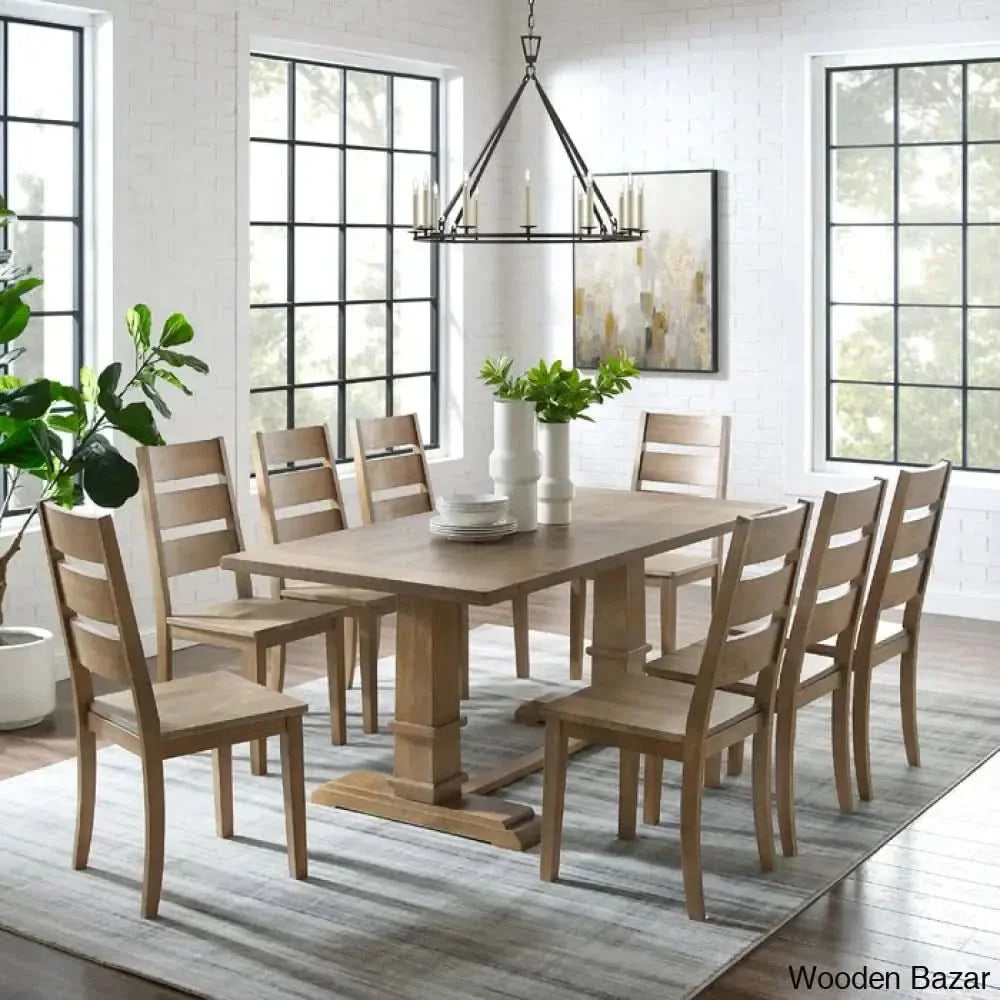 Shillong New Trestle Dining Set For Modern Living - Craft Decor 8 Seater