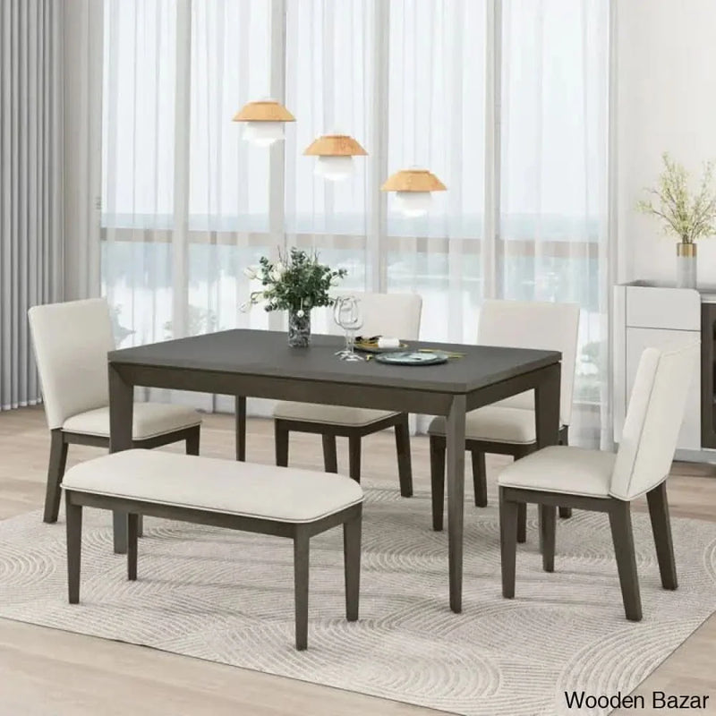 Six Piece Teak Wood Dining Set