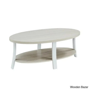Smajila Single Oval Coffee And Center Table With Shelf White