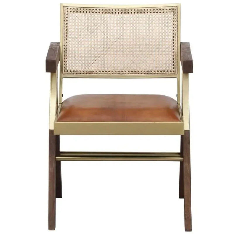 Solid Wood Arm Chair in Walnut Finish - Craft Decor