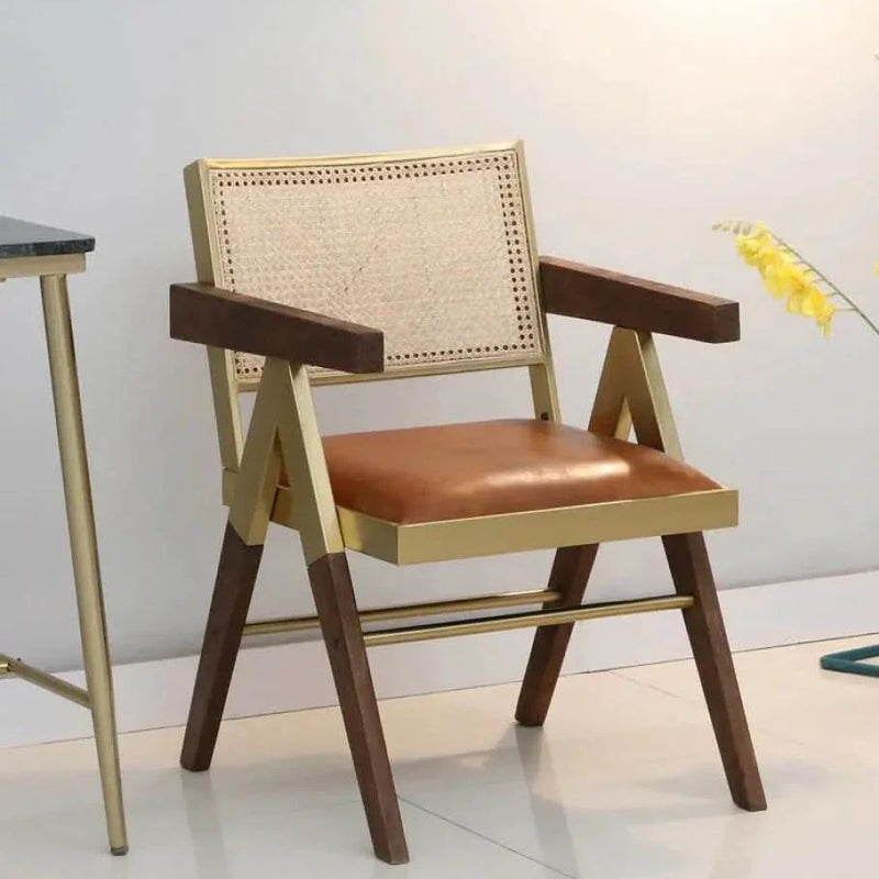 Solid Wood Arm Chair in Walnut Finish - Craft Decor