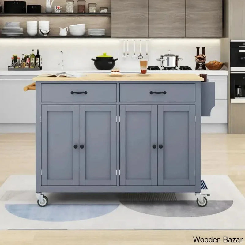 Solid Wood Top Kitchen Cart Kitchen trolley cart cabinet kitchen island with storage