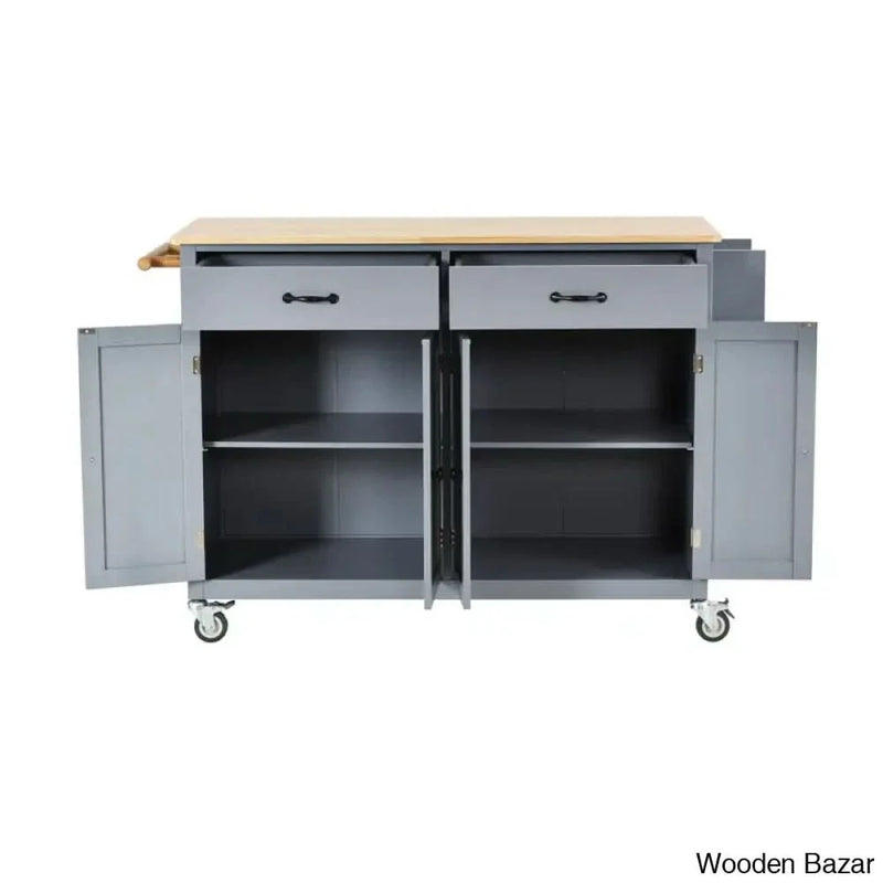 Solid Wood Top Kitchen Cart Kitchen trolley cart cabinet kitchen island with storage