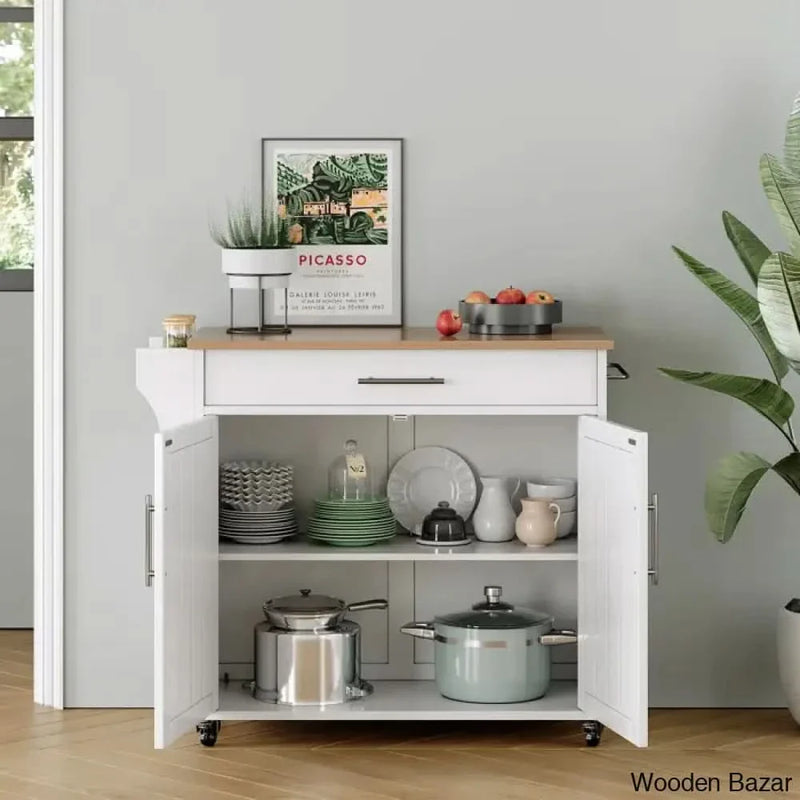 Solid Wood Top Kitchen Island Kitchen trolley cart cabinet kitchen island with storage