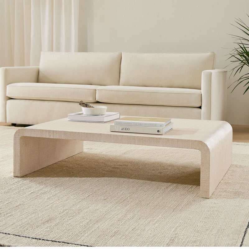 Renner Painted Raffia Low Coffee Table - Craft Decor