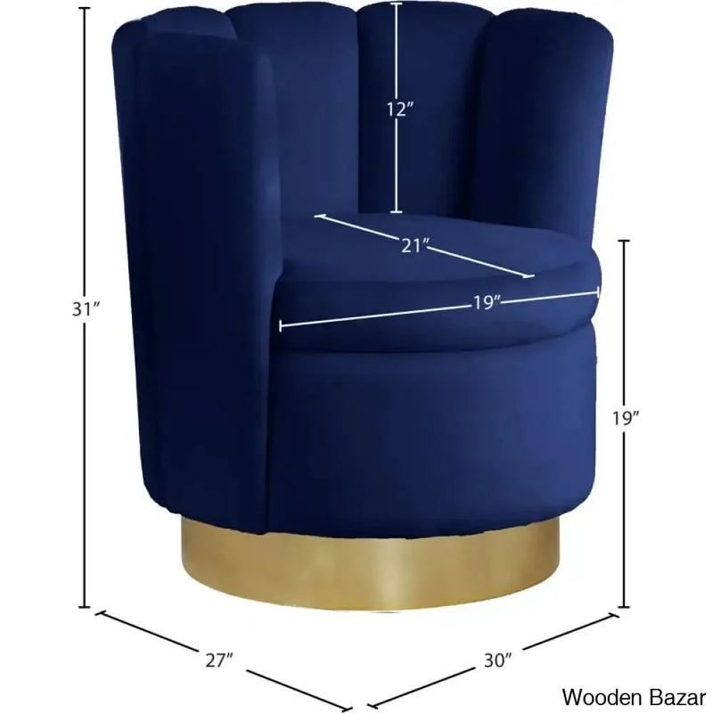 Sonette Wide Velvet Swivel Barrel Chair -Craft Decor