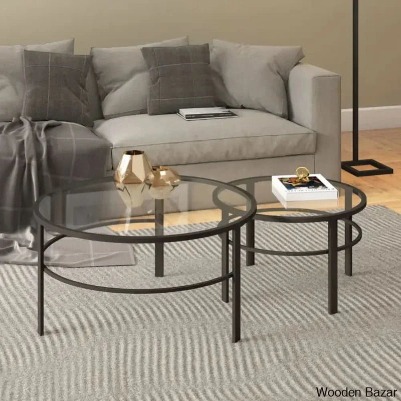Spilsbyc Glass Top Nesting Coffee and center Table