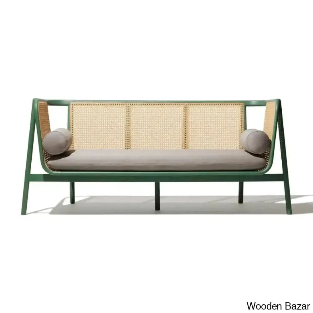 Sriner Modern Cane Rattan 3 Seater Sofa For Odern Living - Wooden Bazar