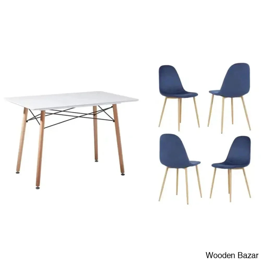 Stanton Modern 4 Seater Dining Table Set - Craft Decor Blue
