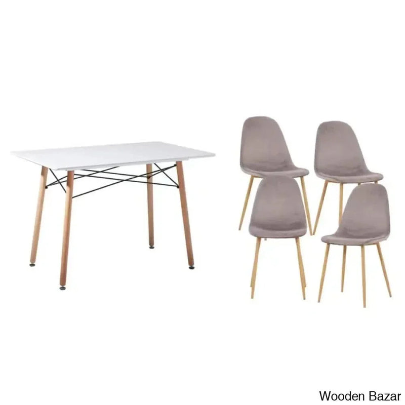 Stanton Modern 4 Seater Dining Table Set - Craft Decor Gray