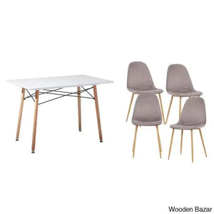 Stanton Modern 4 Seater Dining Table Set - Craft Decor Gray