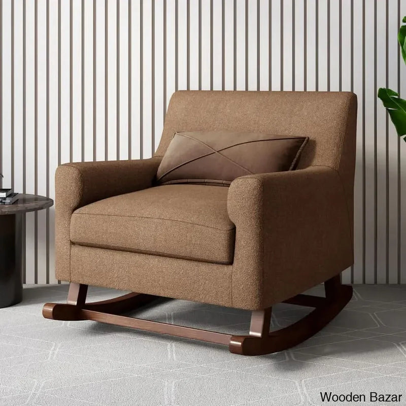 Steve Rocking Chair in Brown Color With Cushion - Craft Decor