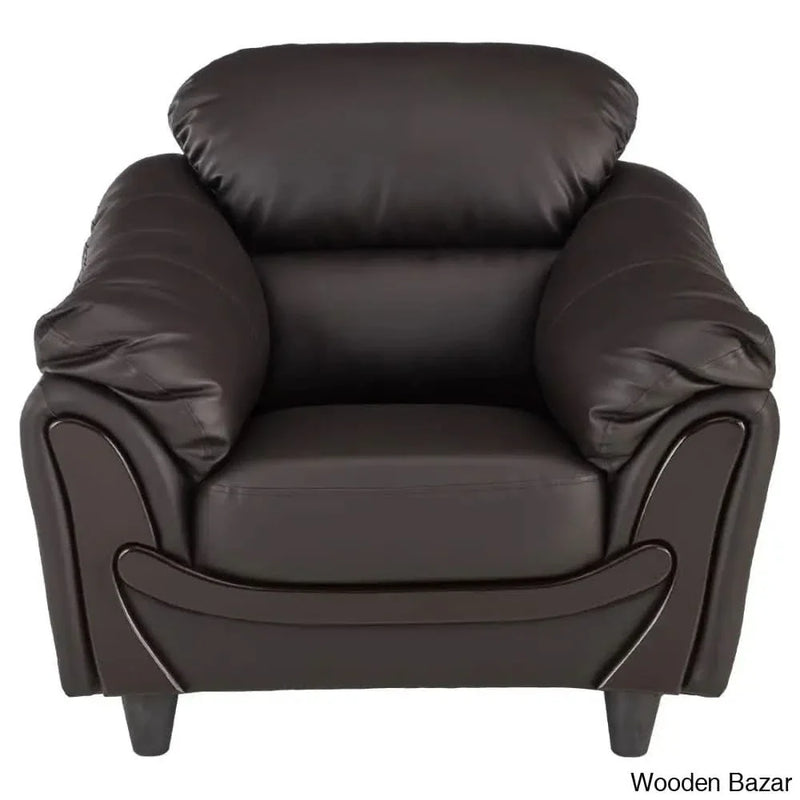 Stylish Leatherette 1 Seater Sofa in Rich Coffee Brown