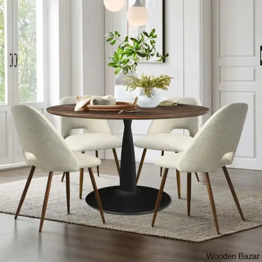 Syster Latest 4 Seater New Pedestal Dining Set - Craft Decor Beige