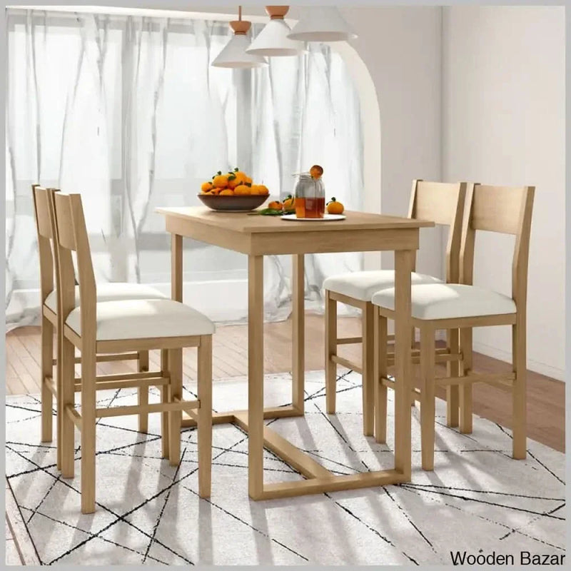 Talcott Modern 4 Seater Dining Table Set - Craft Decor Brown