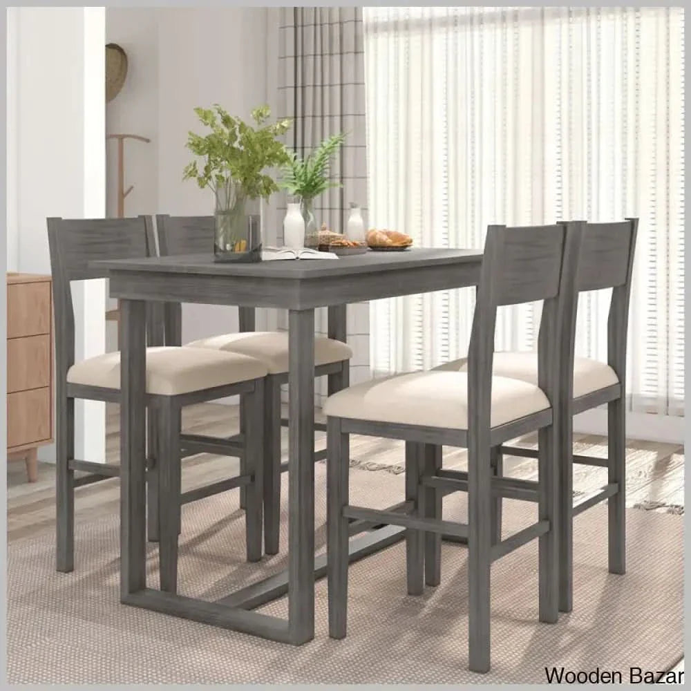 Talcott Modern 4 Seater Dining Table Set - Craft Decor Gray