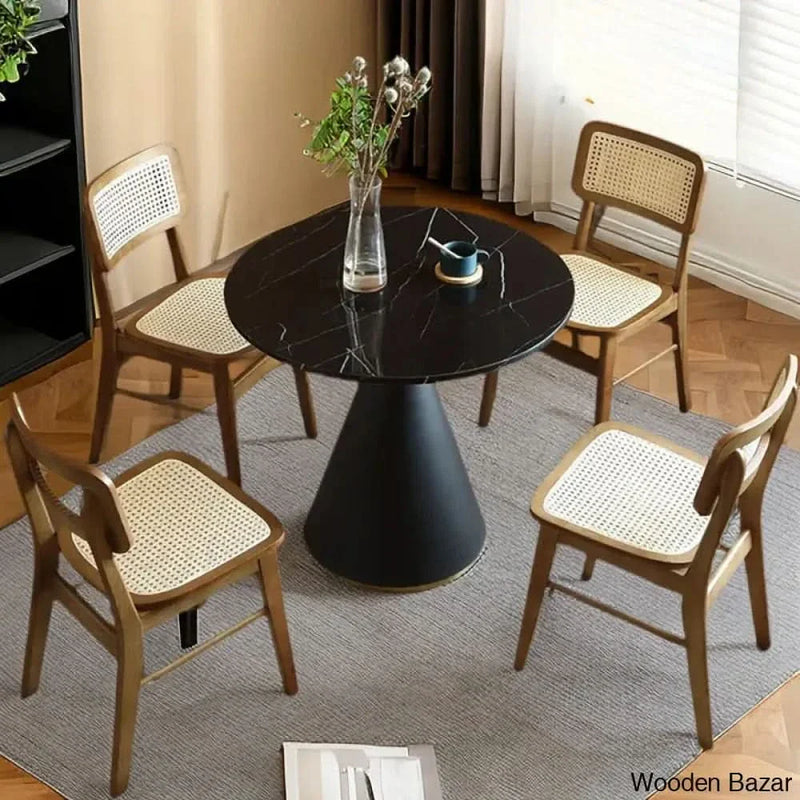 Talcott Modern 4 seater Pedestal Dining Table Set