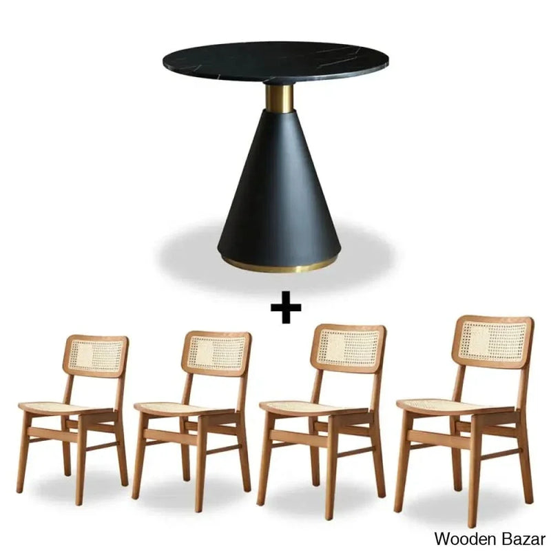 Talcott Modern 4 seater Pedestal Dining Table Set