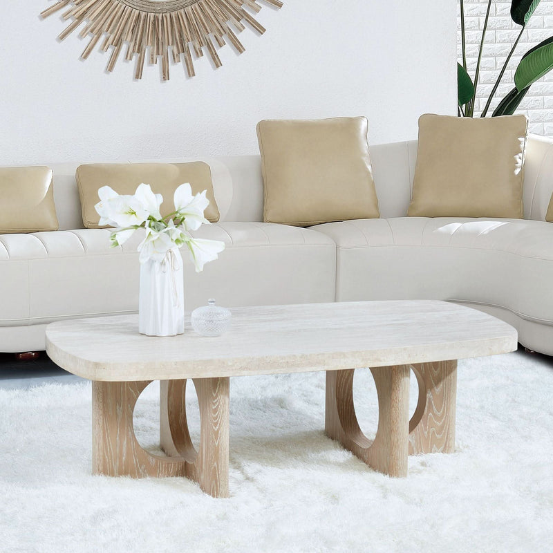 Rinller Travertine Coffee Table - Craft Decor