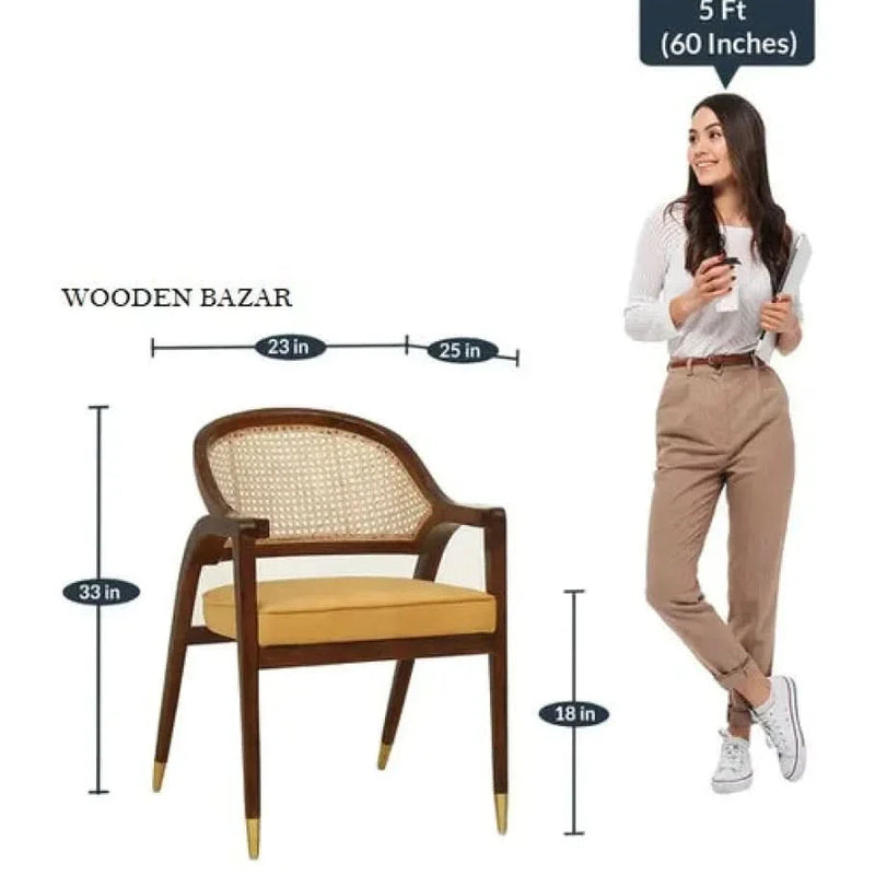 Kimchi Teak Wood Arm Chair In Walnut Finish