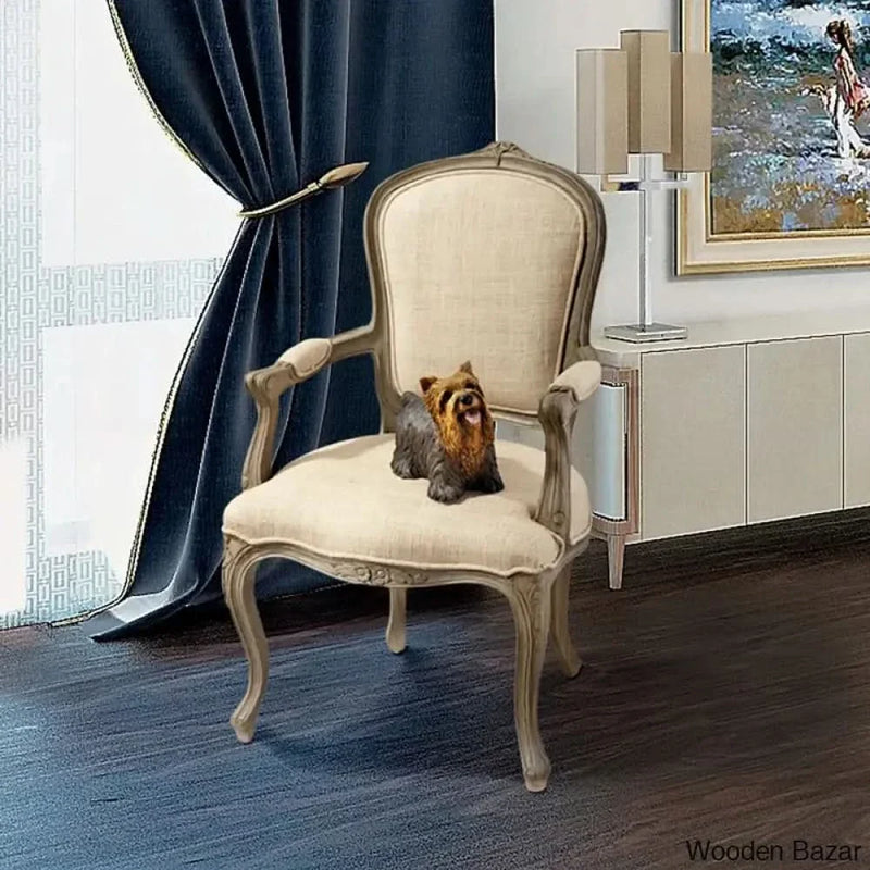 Teak Wooden Chair with Armrest - Craft Decor