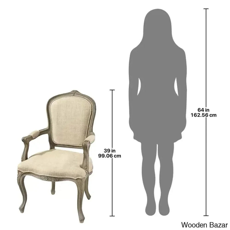 Teak Wooden Chair with Armrest - Craft Decor