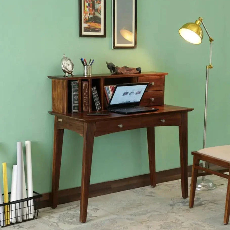 Tectona Teak Wood Study Table In Provincial Teak Finish