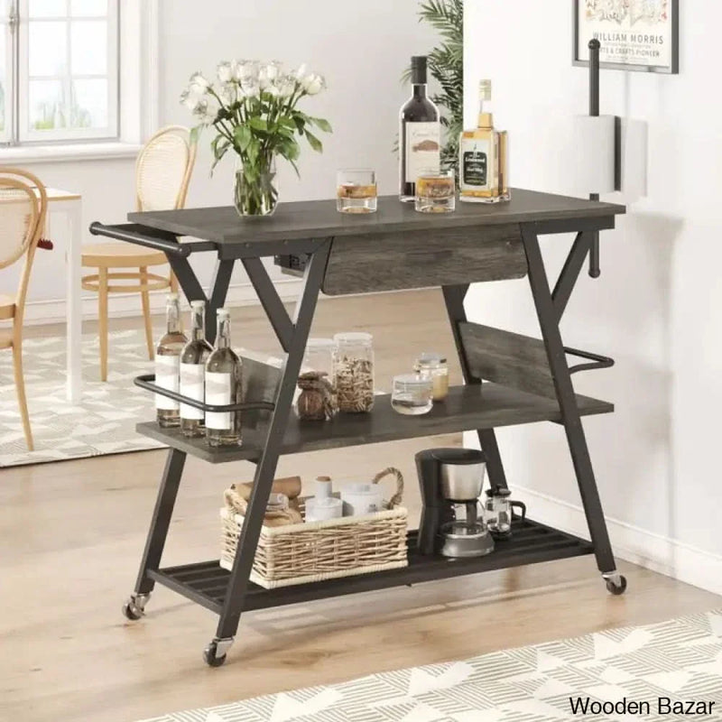 Teitelbaum Versatile Kitchen Trolley cart cabinet kitchen island with Storage and Lockable Wheels