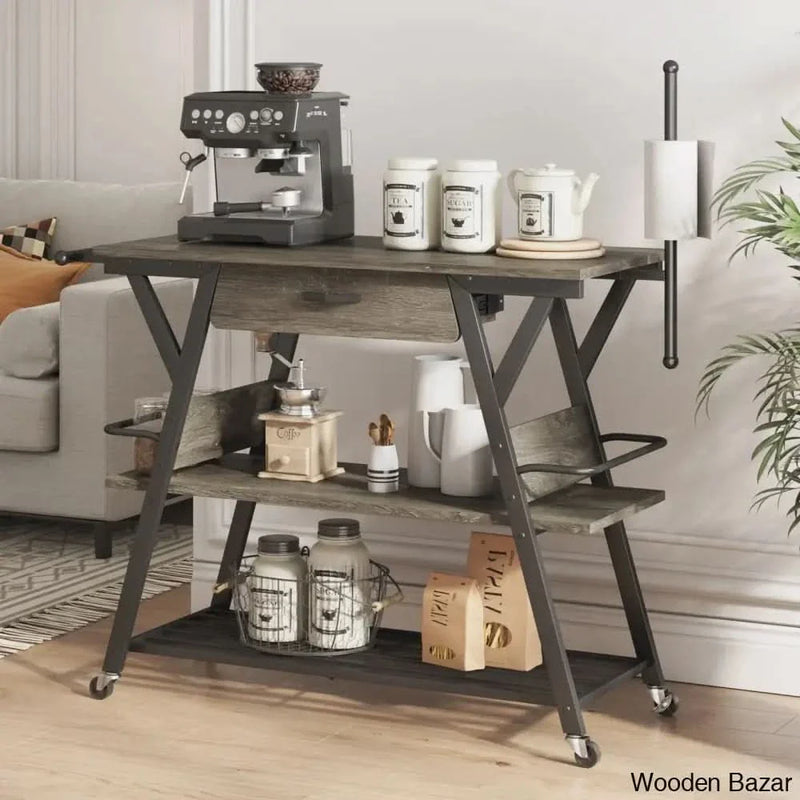 Teitelbaum Versatile Kitchen Trolley cart cabinet kitchen island with Storage and Lockable Wheels