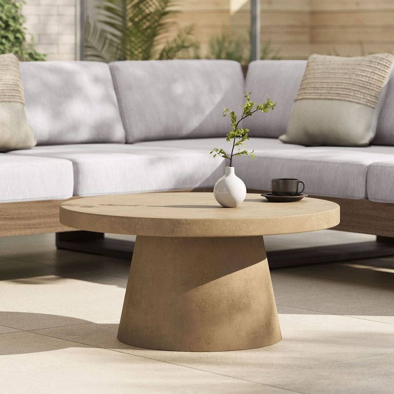 Rikkes Textured Concrete Indoor/Outdoor Coffee Table - Craft Decor