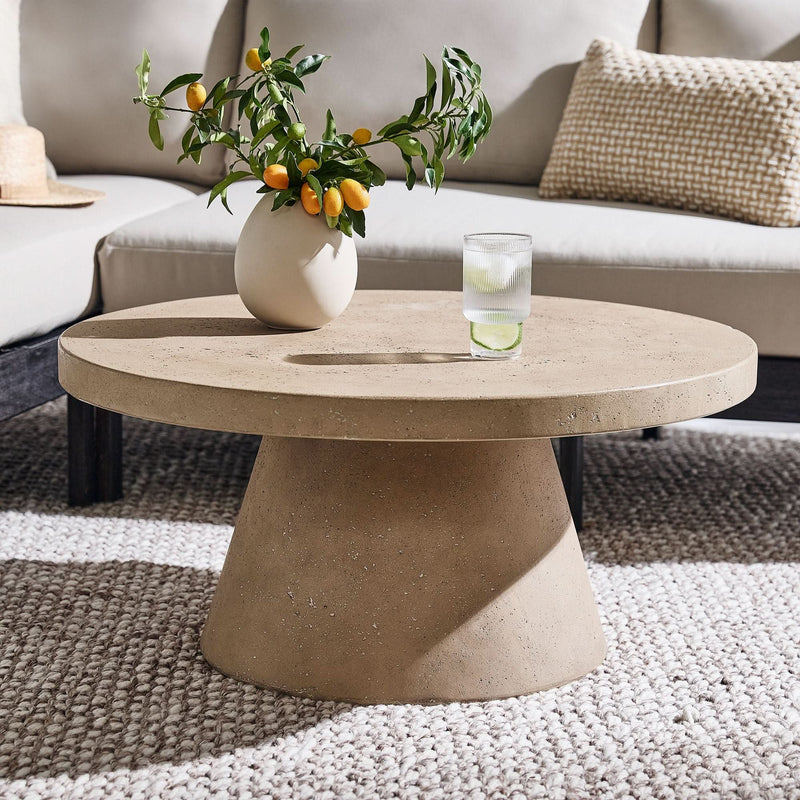 Rikkes Textured Concrete Indoor/Outdoor Coffee Table - Craft Decor
