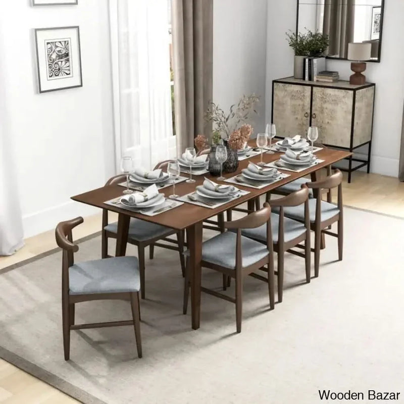 Thornton Modern 8 Seater Solid Wood Dining Set - Craft Decor