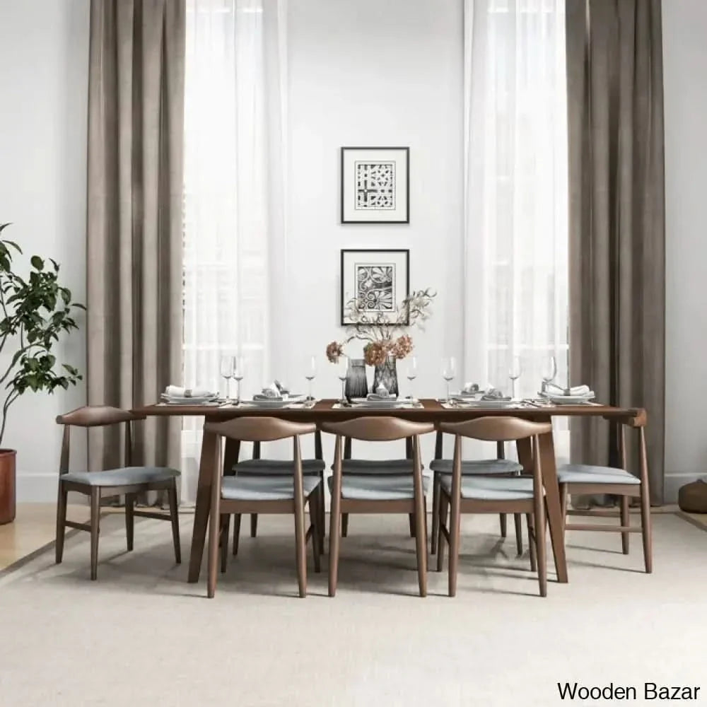 Thornton Modern 8 Seater Solid Wood Dining Set - Craft Decor Gray