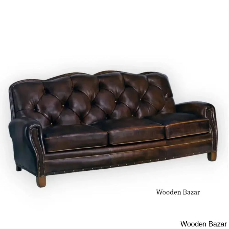 Trendy 3-seater Hyden tufted comfortable sofa - Wooden Bazar
