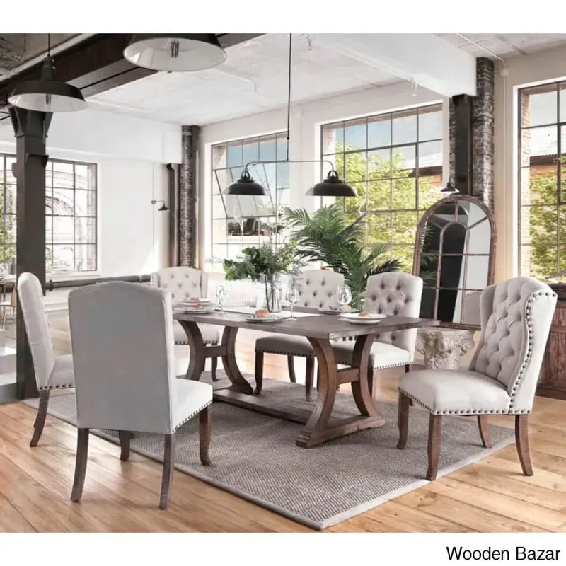 Trolex New 6 Seater Wooden Premium Dining Table Set