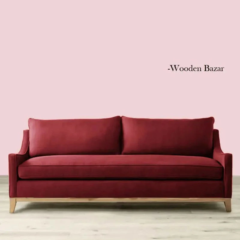 Ultimate Three Seater Sofa In Berry Color - Wooden Bazar