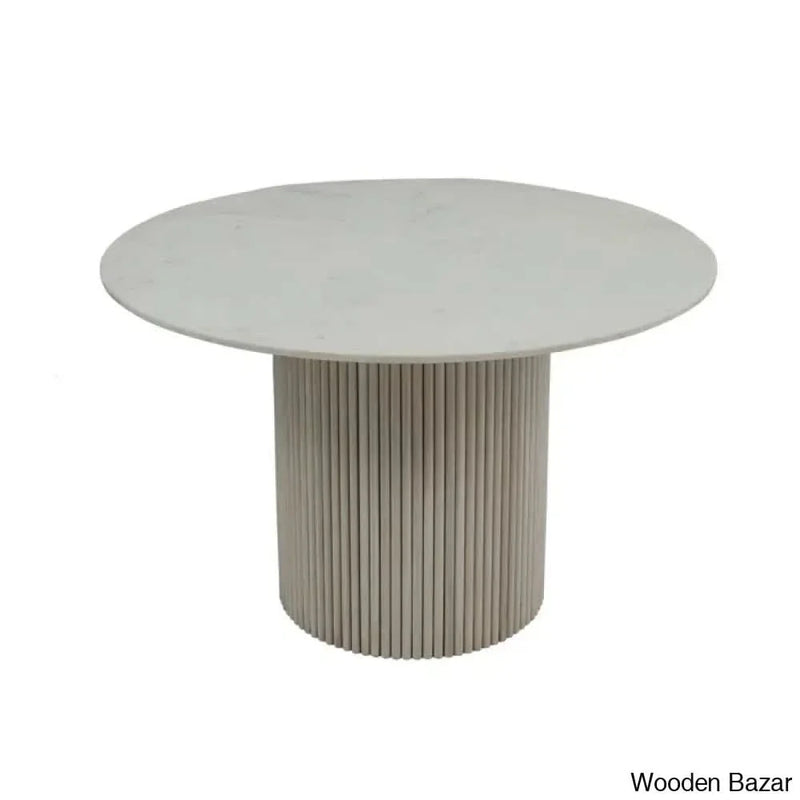 Vacure New 4 seater Pedestal Dining table set Marble Top
