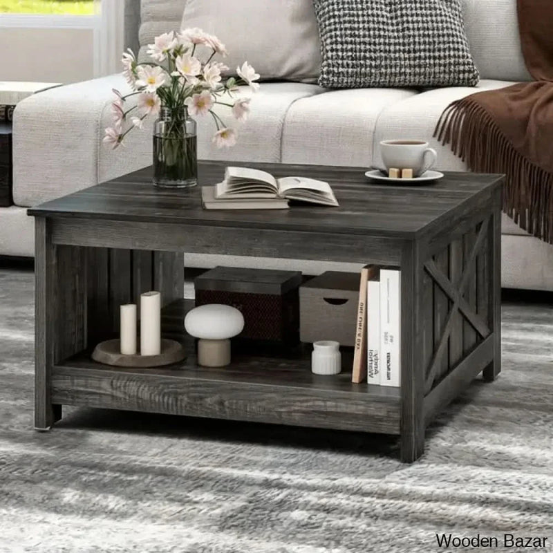 Veselyc Farm House 4 Legs Coffee and center Table with Storage