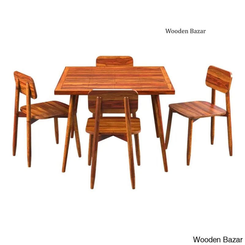 Vihaan 4-Seater Dining Table Set Natural Teak Wood - Craft Decor