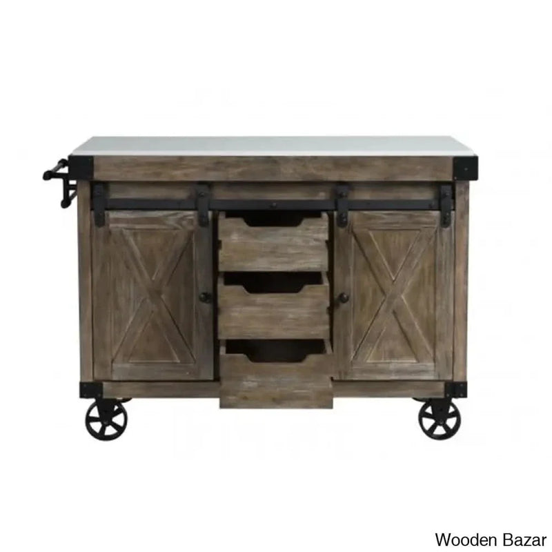 Wallaceton Marble Top Kitchen Island Kitchen trolley cart cabinet kitchen island with storage