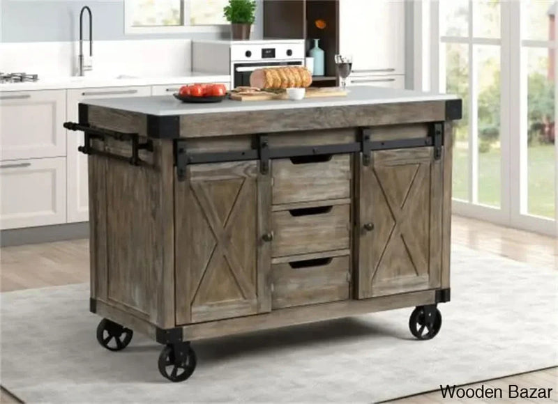 Wallaceton Marble Top Kitchen Island Kitchen trolley cart cabinet kitchen island with storage