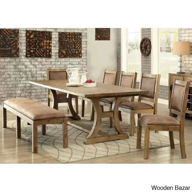 Watson Top 8 Seater Dining Table Set in Brown Color