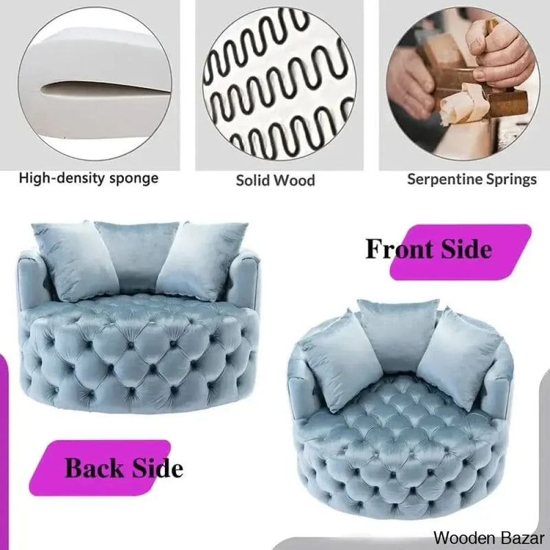 Wide Tufted Barrel chair Tufted Arm Chair - Craft Decor