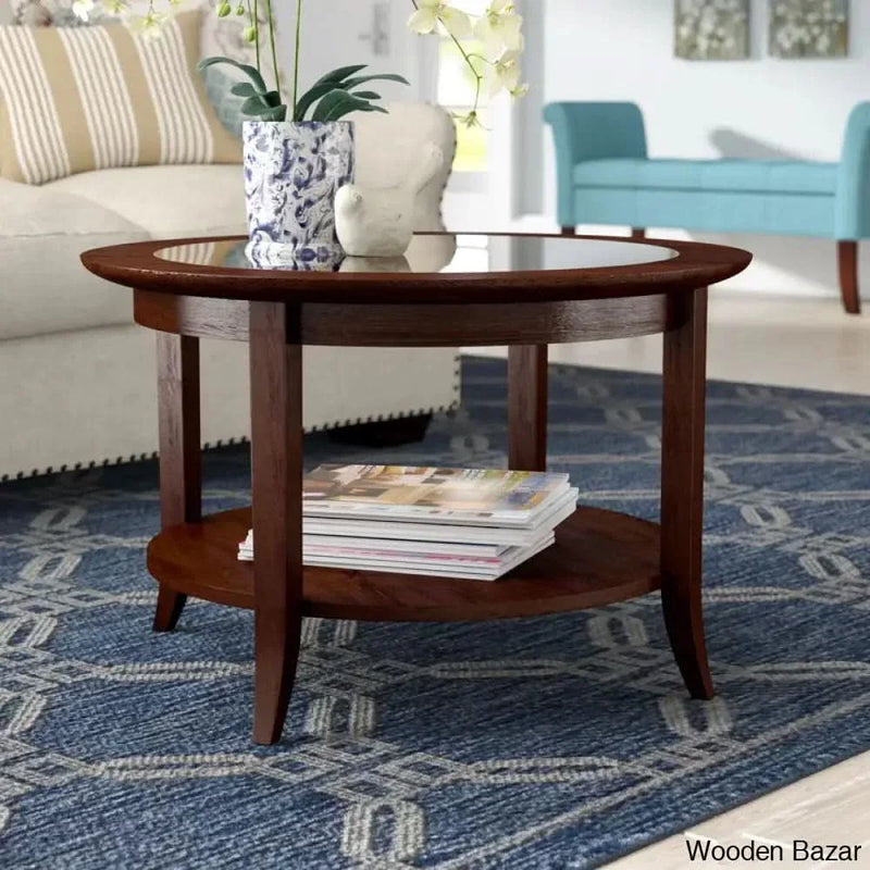 Wilfredon Round Solid Wood Coffee Table in Chocolate Oak Coffee and Center Table