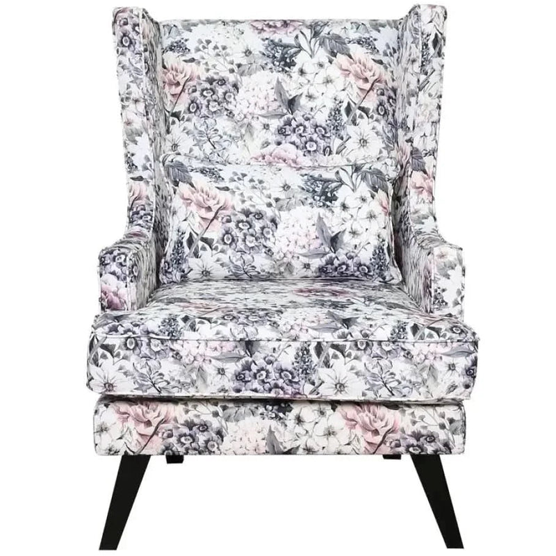 Wing Chair In Floral Pattern for a Living Room - Craft Decor